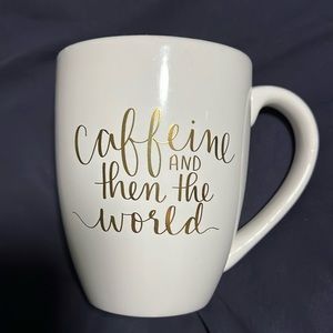 Large coffee mug with motivational quote on both sides of mug
